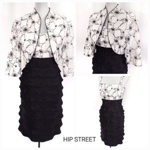 R & M COLLECTION Ruffle Skirt Dress & Bolero Jacket Party Dress Set 12 NWOT
